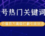 公众号热门关键词截留精准引流实战课程，价值百万高级拦截引流玩法！-第一资源库