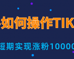 新手小白操作TIKTOK，3天从0到10000粉丝撸美金实战分享-第一资源库