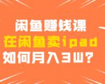 闲鱼赚钱课：在闲鱼卖ipad，如何月入3W？详细操作教程-第一资源库