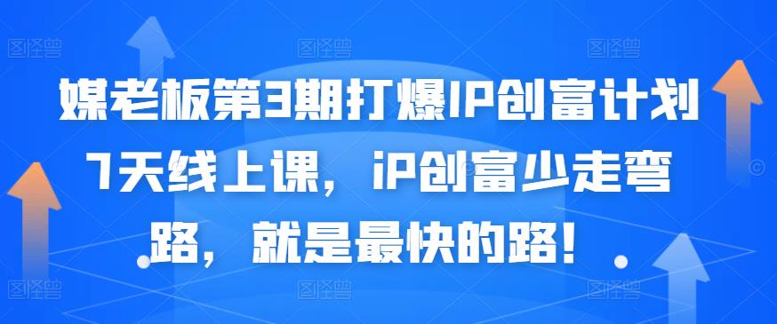 媒老板第3期打爆IP创富计划7天线上课,iP创富少走弯路,就是最快的路!-第一资源库