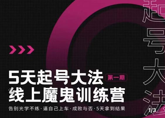 大播·五天起号魔鬼训练营,告别光学不练,逼自己上车,成败与否,5天拿到结果-第一资源库