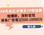 28天小红书博主IP特训营《第9期》做爆款，涨粉变现 单条广告笔记500-10000-第一资源库