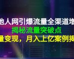 天地人网引爆流量全渠道增长：揭秘流量突然破点，流量变现，月入上亿案例-第一资源库