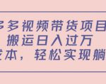 多多视频带货项目，搬运日入过万，0成本，轻松实现躺赚（教程+软件）-第一资源库