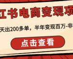 顽石·小红书电商变现项目,实测当天出200多单,半年变现百万,非常稳定-第一资源库