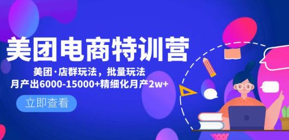 美团电商特训营:美团·店群玩法,无脑铺货月产出6000-15000+精细化月产2w+-第一资源库