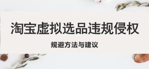 淘宝虚拟违规侵权规避方法与建议,6个部分详细讲解,做虚拟资源必看-第一资源库