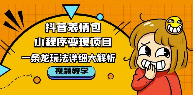 抖音表情包小程序变现项目,一条龙玩法详细大解析,视频版学习!-第一资源库