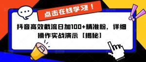抖音高效截流日加100+精准粉,详细操作实战演示【揭秘】-第一资源库