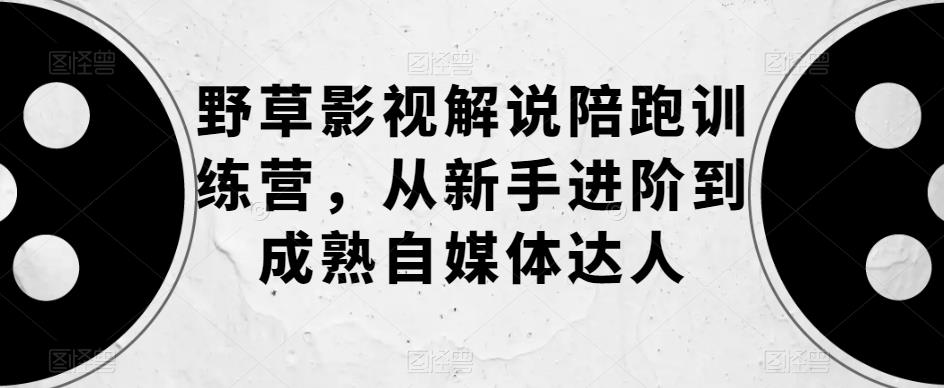 野草影视解说陪跑训练营，从新手进阶到成熟自媒体达人-第一资源库
