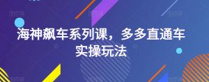 海神飙车系列课,多多直通车实操玩法-第一资源库