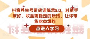 抖音养生号带货训练营5.0，对新手友好、收益更稳定的玩法，让你带货收益爆炸（更新）-第一资源库