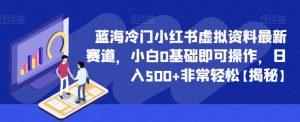 蓝海冷门小红书虚拟资料最新赛道,小白0基础即可操作,日入500+非常轻松【揭秘】-第一资源库