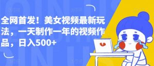 全网首发!美女视频最新玩法,一天制作一年的视频作品,日入500+【揭秘】-第一资源库