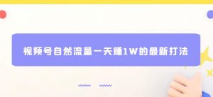 视频号自然流量一天赚1W的最新打法，基本0投资【揭秘】-第一资源库