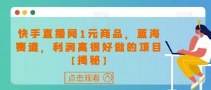 快手直播间1元商品,蓝海赛道,利润高很好做的项目【揭秘】-第一资源库