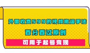 外面收费599的视频搬运手法,百分百过原创,可用起号变现【揭秘】-第一资源库