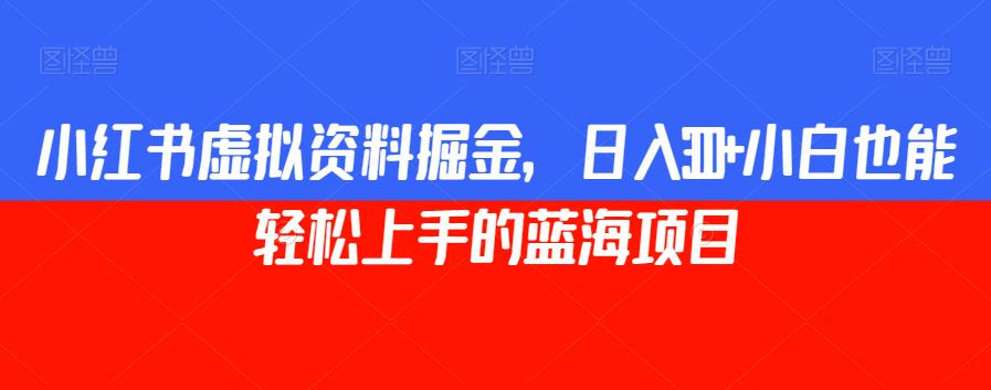 小红书虚拟资料掘金,日入300+小白也能轻松上手的蓝海项目【揭秘】-第一资源库