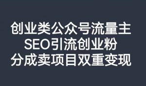 创业类公众号流量主，SEO引流创业粉，分成卖项目双重变现【揭秘】-第一资源库