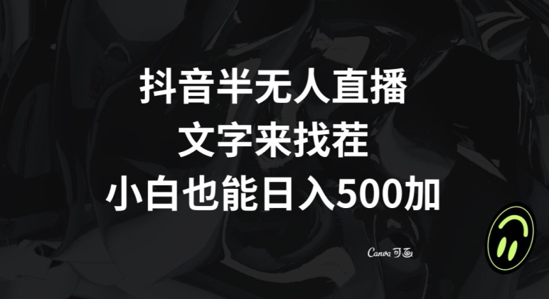 抖音半无人直播,文字来找茬小游戏,每天收益500+【揭秘】-第一资源库