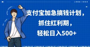 支付宝加急搞钱计划，抓住红利期，轻松日入500+【揭秘】-第一资源库