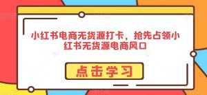 小红书电商无货源打卡,抢先占领小红书无货源电商风口-第一资源库