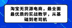 淘宝无货源电商，最全面最优质的实战教学，从基础到老司机-第一资源库