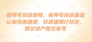 视频号投放教程，​视频号投放基础认知完善疏通，快速建模打标签，稳住投产稳住账号-第一资源库