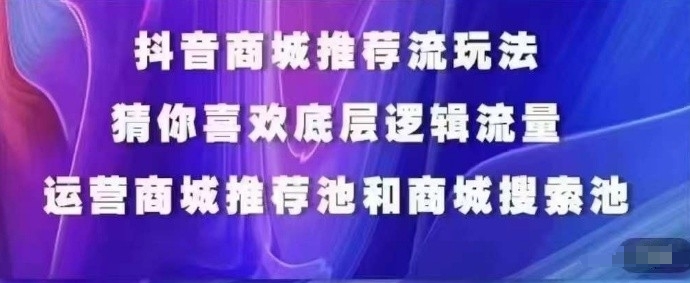 抖音商城运营课程,猜你喜欢入池商城搜索商城推荐人群标签覆盖-第一资源库