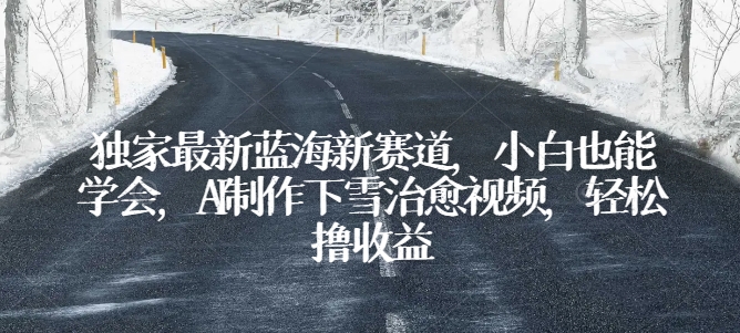 独家最新蓝海新赛道,小白也能学会,AI制作下雪治愈视频,轻松撸收益【揭秘】-第一资源库