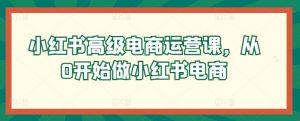 小红书高级电商运营课,从0开始做小红书电商-第一资源库