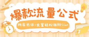 爆款流量公式，网易热评+文案轻松涨粉50w+【揭秘】-第一资源库
