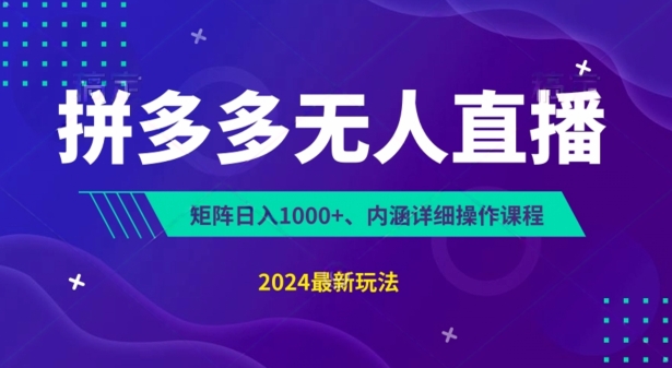 拼多多无人直播不封号，0投入，3天必起，无脑挂机，日入1k+【揭秘】-第一资源库