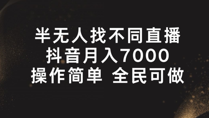 半无人找不同直播,月入7000+,操作简单 全民可做【揭秘】-第一资源库