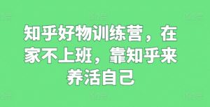 知乎好物训练营，在家不上班，靠知乎来养活自己-第一资源库