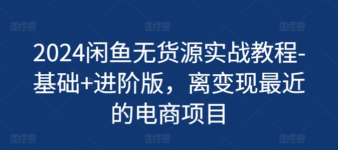 2024闲鱼无货源实战教程-基础+进阶版，离变现最近的电商项目-第一资源库