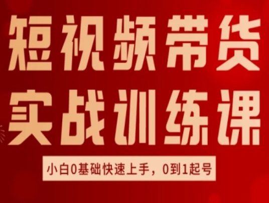 短视频带货实战训练课，好物分享实操，小白0基础快速上手，0到1起号-第一资源库