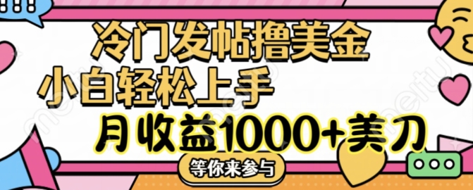 冷门发帖撸美金项目，月收益1000+美金，简单无脑，干就完了【揭秘】-第一资源库