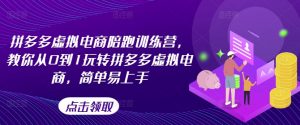 拼多多虚拟电商陪跑训练营,教你从0到1玩转拼多多虚拟电商,简单易上手(更新)-第一资源库
