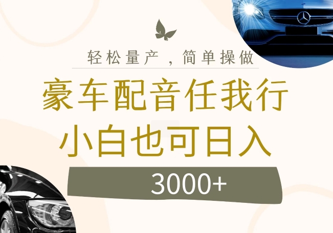 不为人知的暴力小项目,豪车配音,日入几张【揭秘】-第一资源库