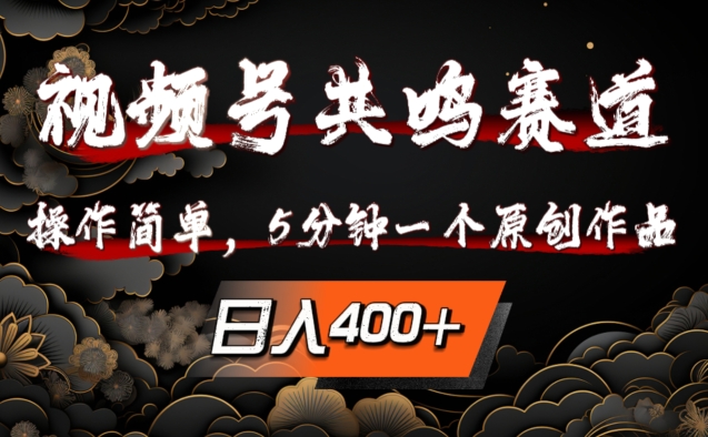视频号共鸣赛道,操作简单,5分钟1个原创作品,日入几张【揭秘】-第一资源库