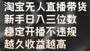 淘宝无人直播带货，新手日入三位数，稳定开播不违规，越久收益越高【揭秘】-第一资源库