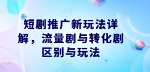 短剧推广新玩法详解，流量剧与转化剧区别与玩法-第一资源库