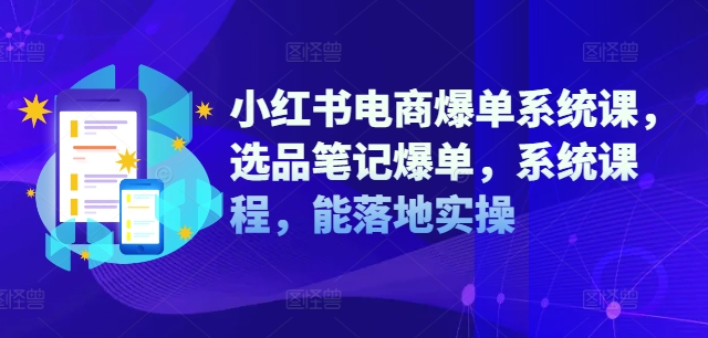 小红书电商爆单系统课，选品笔记爆单，系统课程，能落地实操-第一资源库