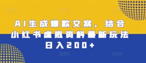 AI生成爆款文案，结合小红书虚拟资料最新玩法日入200+【揭秘】-第一资源库