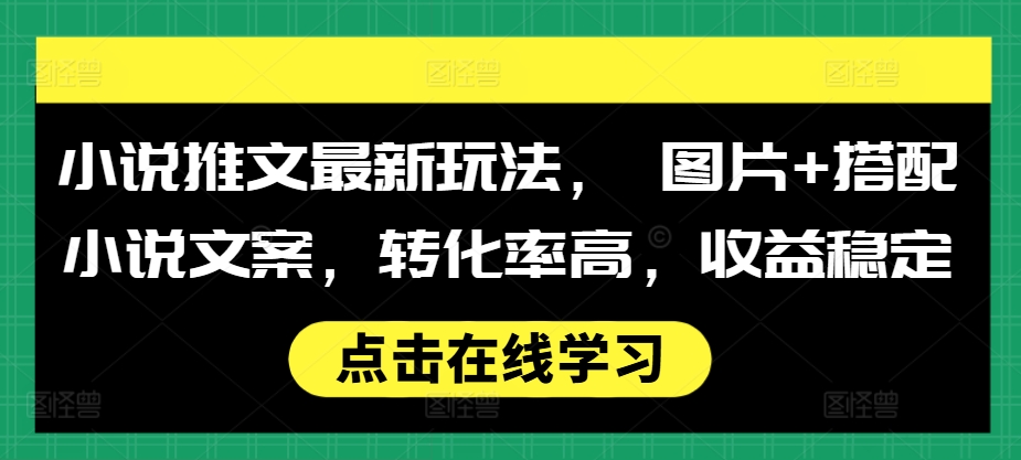 小说推文最新玩法， 图片+搭配小说文案，转化率高，收益稳定-第一资源库