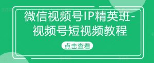 微信视频号IP精英班-视频号短视频教程-第一资源库