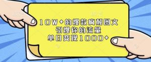 10W+的爆款疯颠图文，引爆你的流量，单日变现1k【揭秘】-第一资源库