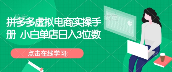 拼多多虚拟电商实操手册 小白单店日入3位数-第一资源库