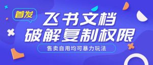 首发飞书文档破解复制权限，售卖自用均可暴力玩法-第一资源库